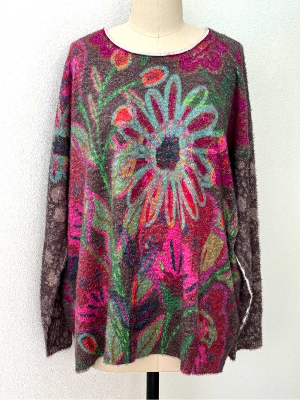 Natural Life Folk Flower Pullover Sweater NWT Mauve Soft Cozy XL - Picture 2 of 8